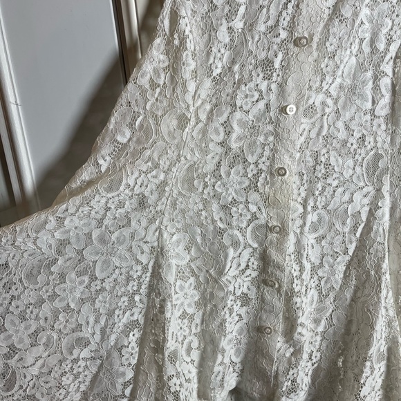 MONROE & MAIN Women’s cotton lace button up vest sz L feminine whimsical - Picture 2 of 7